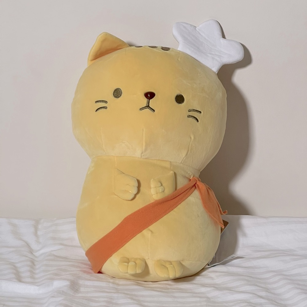 NWT Nyan Cafe Tenchou Yellow Cat Chef 14” Mochi Plush